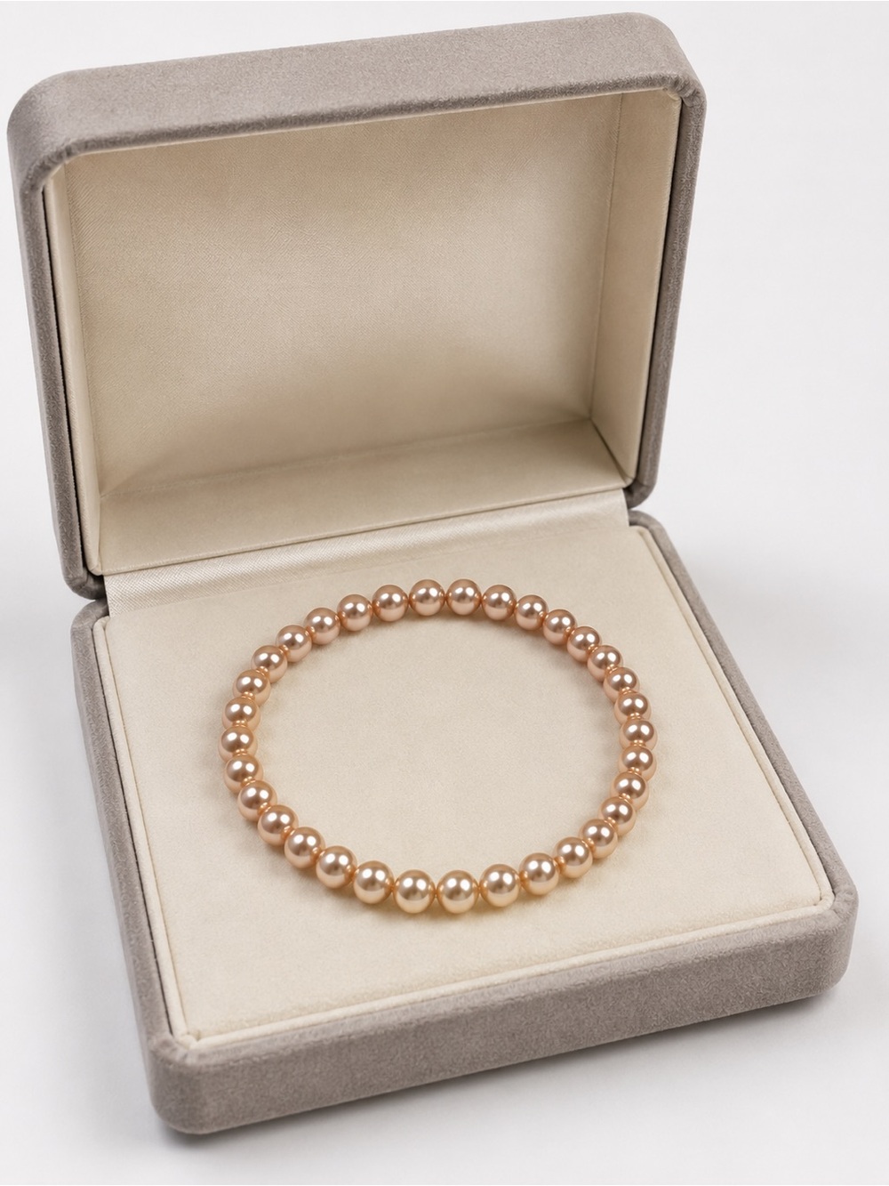 Handmade Peach Swarovski Crystal Pearl Stretch Bracelet